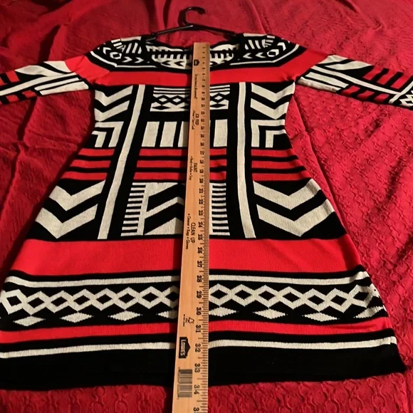 Flying Tomato Aztec Knit Dress Black and Red - Picture 6 of 9